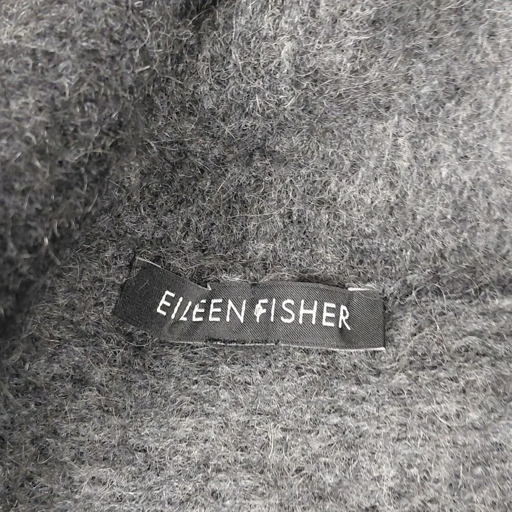 Eileen Fisher Open Cardigan Sweater Womens Large Grey Ombre Mohair Sleeveless